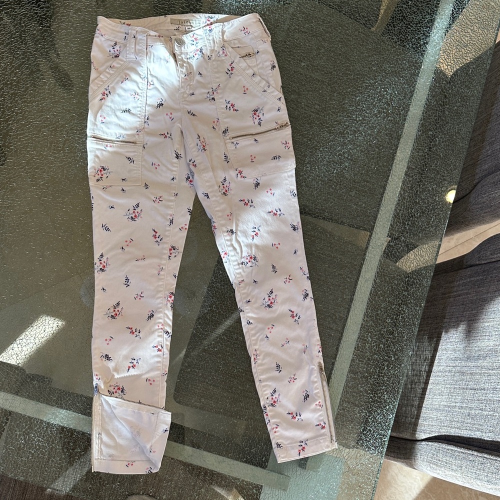 Joie Cream Floral Ankle Jeans